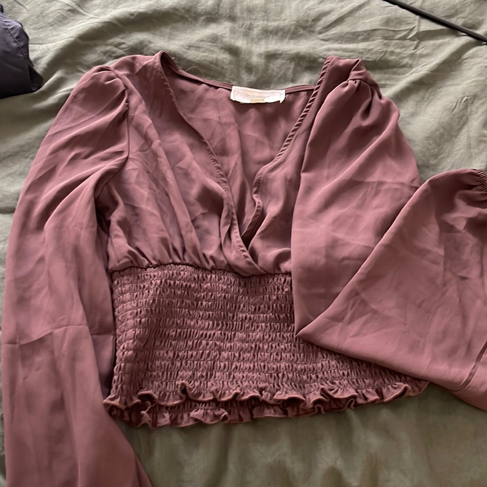 Dark Brown Cropped Blouse V Cut